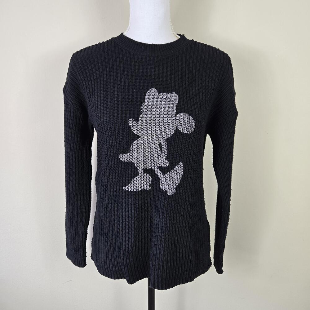Love Your Melon Sweater Womens Small Black Mickey Mouse Disney Knit Pullover
